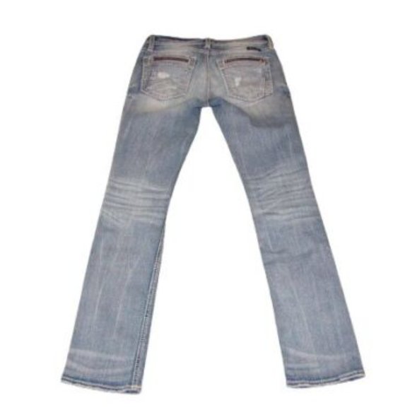 Miss Me Jeans Size 25 Signature Straight Low Rise Denim Distressed 8 Pockets - Picture 2 of 12